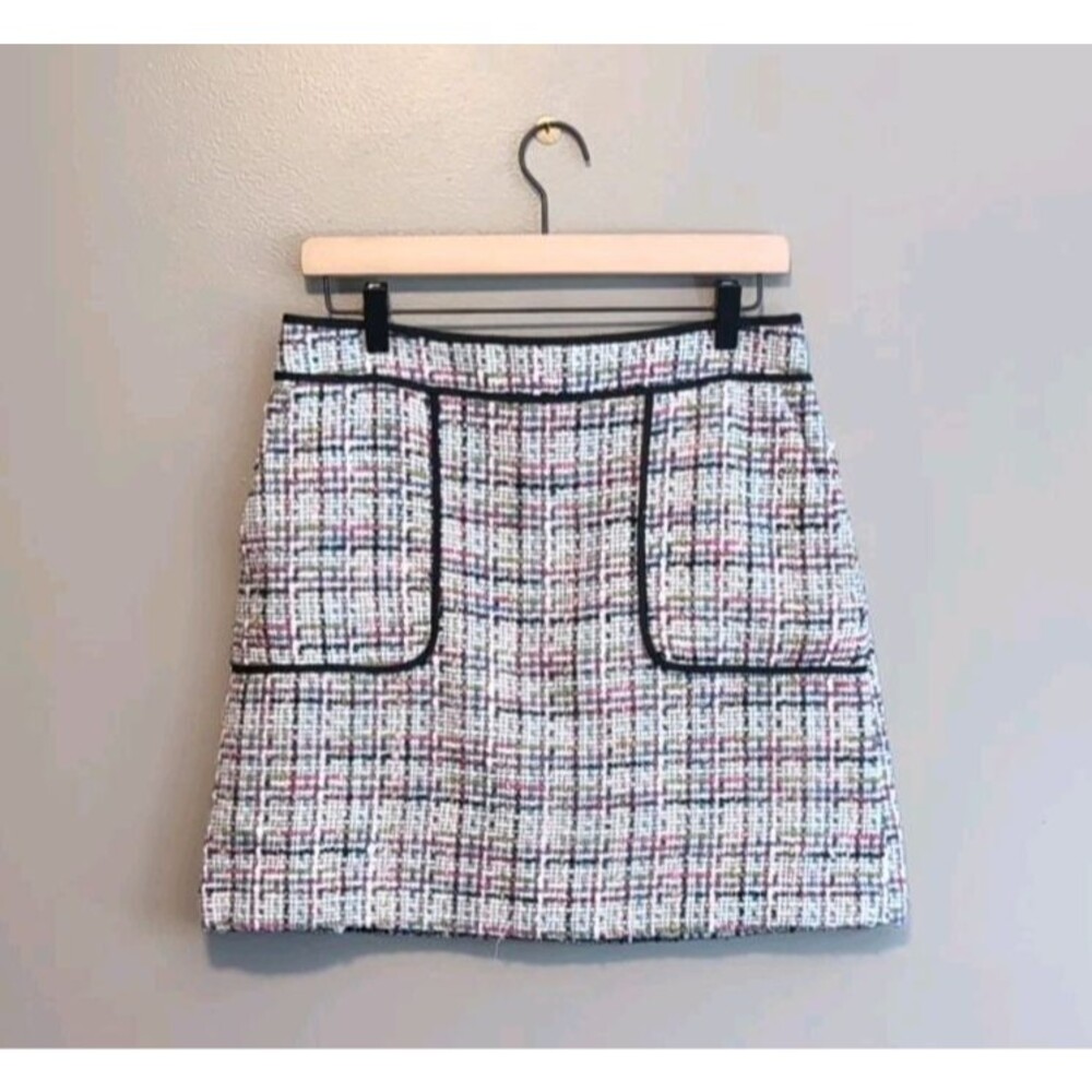 Loft Womens Size 6 Pink Black Tweed Mini Skirt A-Line Textured Boucle Small S